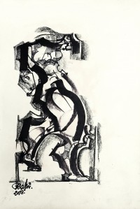 Mansoor Rahi, 11 x 16 Inch, Charcoal on Paper, Figurative Painting, AC-MSR-020